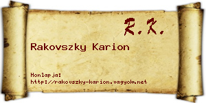 Rakovszky Karion névjegykártya